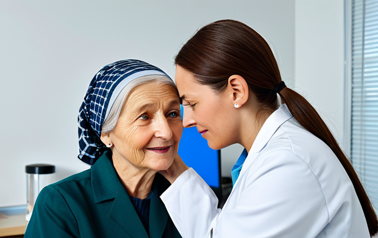 Audiologist Consultation**
"A professional audiologist, fully clothed in a clinic setting, examining a patient's ear. The patient is an older woman wearing a modest headscarf. The scene is well-lit, showcasing the technology used for hearing tests. Safe for work, appropriate content, professional, perfect anatomy, natural proportions, family-friendly."
**