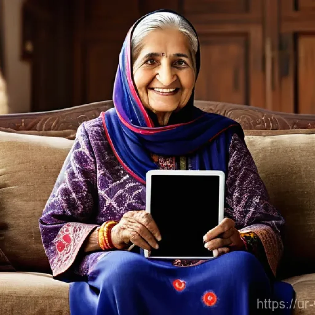 노인 친화적인 스마트 장치 개발 동향 - **Prompt 1: Joyful Video Call with Grandchildren**
"A cheerful elderly Pakistani woman, wearing ...