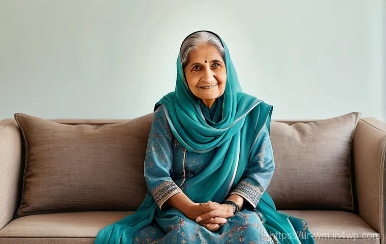 실버테크의 발전이 노인 복지에 미치는 영향 - **"Caring with Smart Health"**
A serene elderly Pakistani woman, approximately 70-75 years old, ...