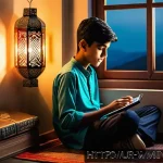 Home 19 실버세대의 사회적 고립 문제 해결을 위한 기술 - A thoughtful teenage South Asian boy, around 16 years old, sitting alone in a cozy, softly lit bedro...